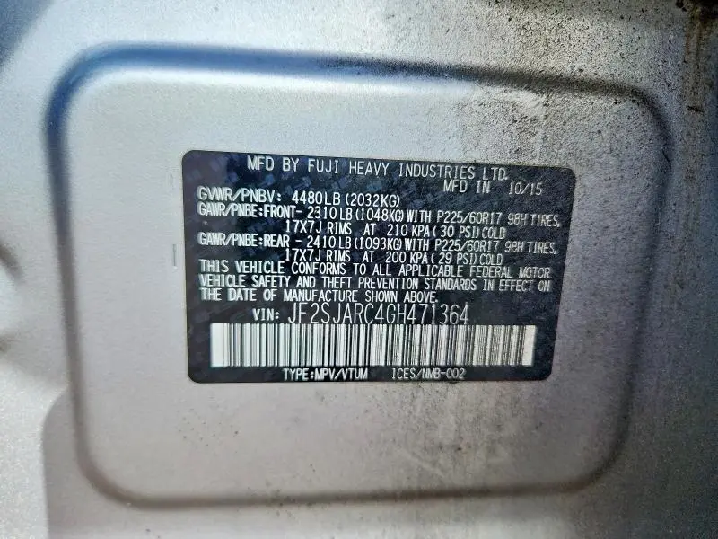 2016 SUBARU FORESTER 2.5I LIMITED  