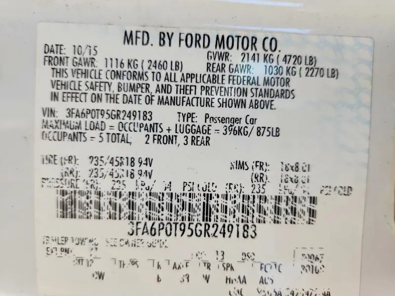 2016 FORD FUSION SE  