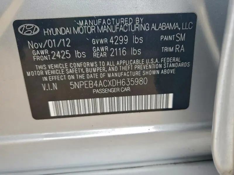 2013 HYUNDAI SONATA GLS  