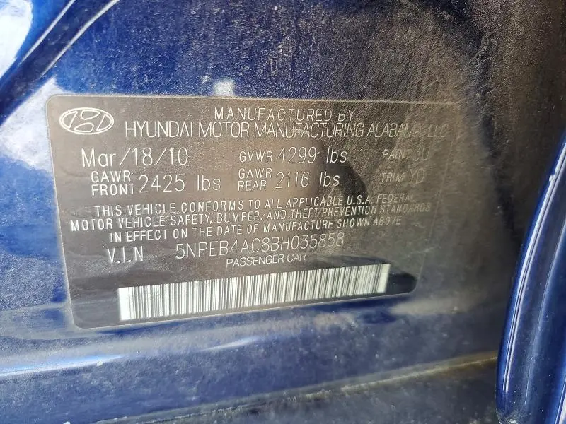 2011 HYUNDAI SONATA GLS  