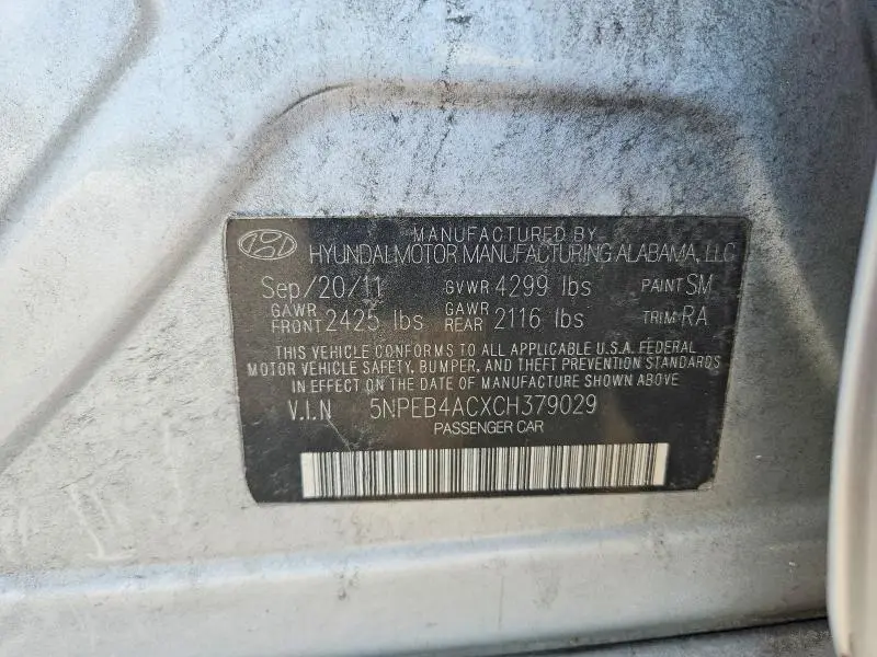 2012 HYUNDAI SONATA   
