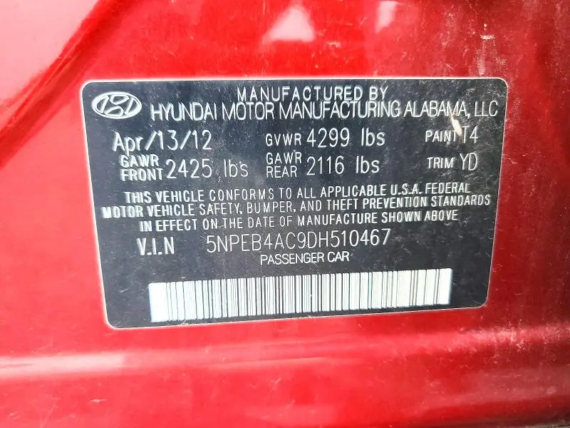 2013 HYUNDAI SONATA GLS  