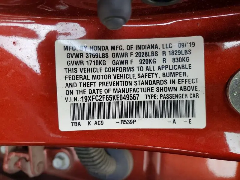 2019 HONDA CIVIC LX  