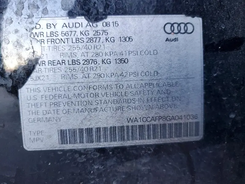 2016 AUDI SQ5   