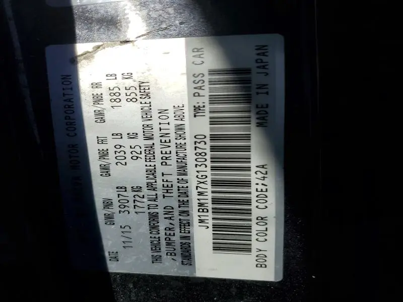 2016 MAZDA 3 TOURING  