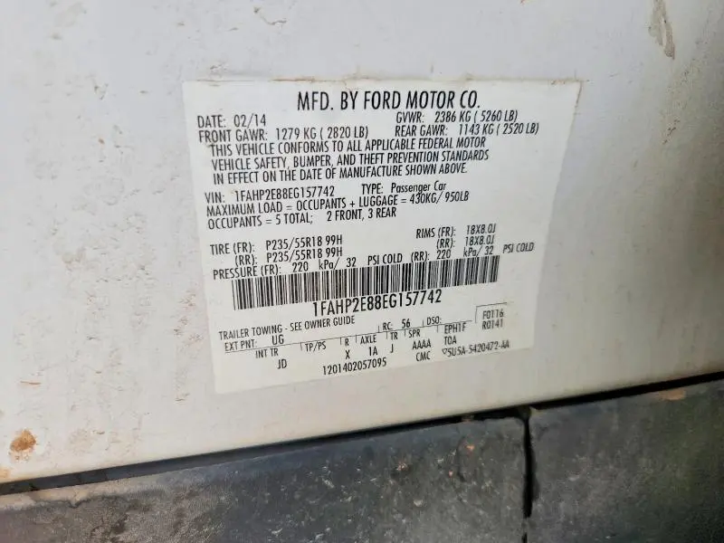 2014 FORD TAURUS SEL  