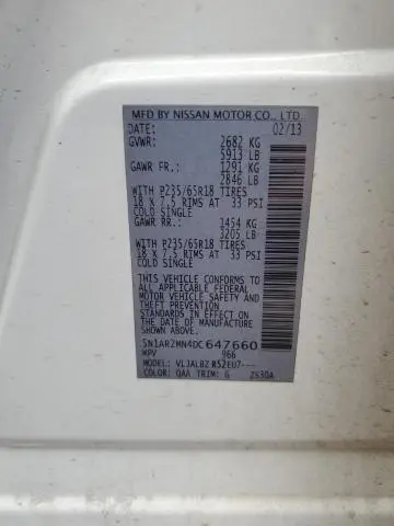 2013 NISSAN PATHFINDER S  