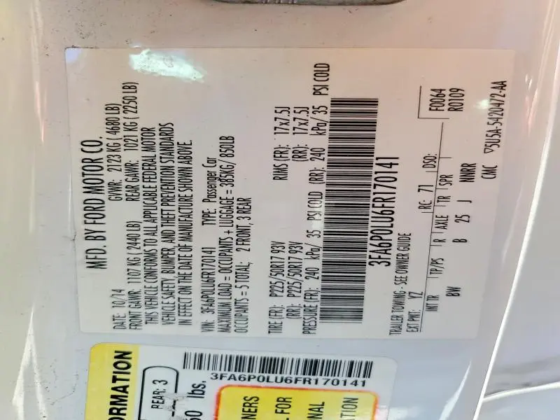 2015 FORD FUSION SE HYBRID  
