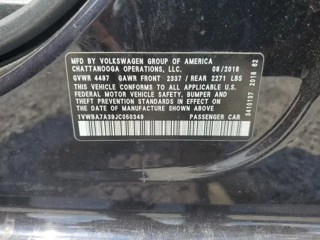 2018 VOLKSWAGEN PASSAT SE  