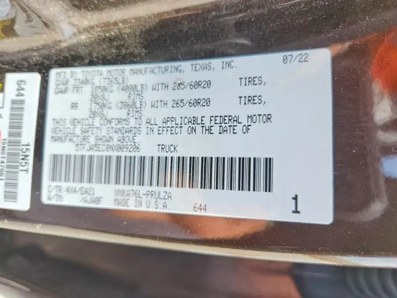 2022 TOYOTA TUNDRA LIMITED  