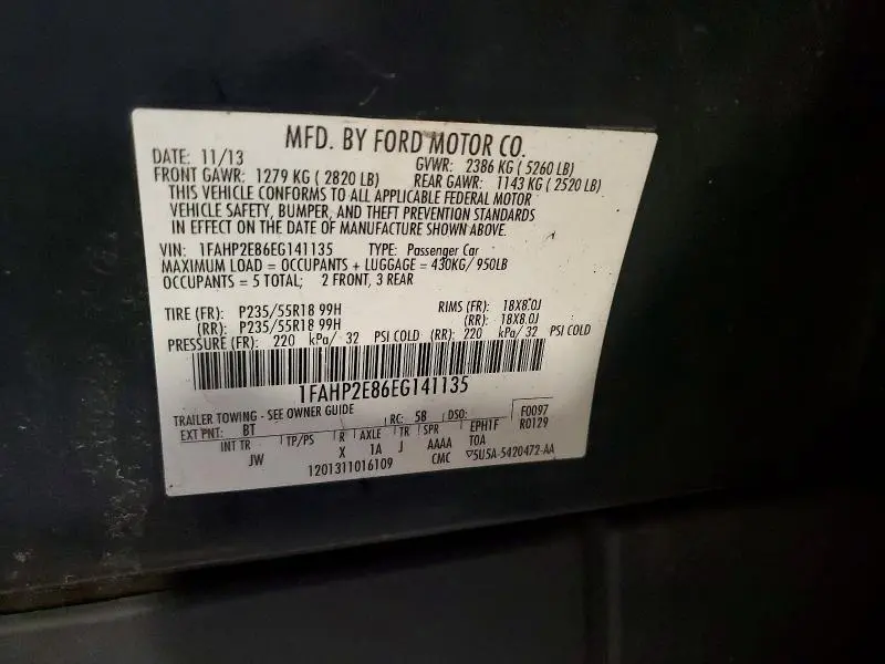 2014 FORD TAURUS SEL  