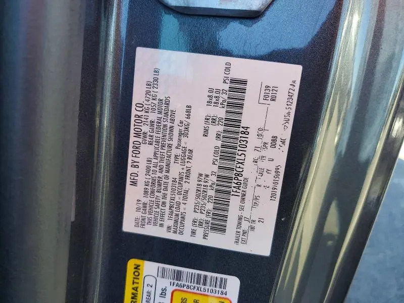 2020 FORD MUSTANG GT  