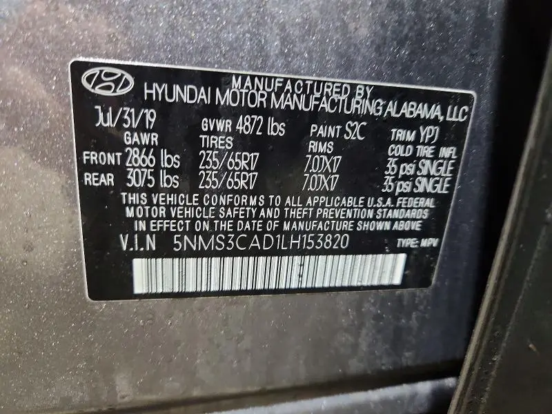 2020 HYUNDAI SANTA FE SEL  