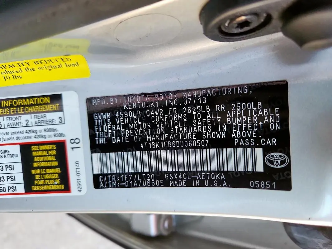 2013 TOYOTA AVALON BASE  