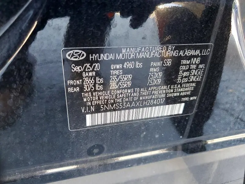 2020 HYUNDAI SANTA FE LIMITED 2.0T  