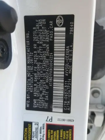 2012 TOYOTA CAMRY HYBRID  