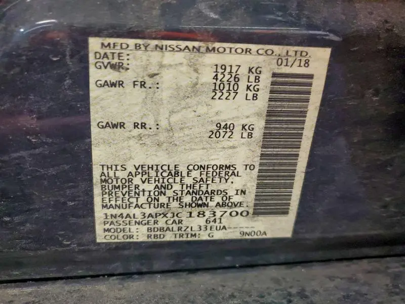 2018 NISSAN ALTIMA 2.5  