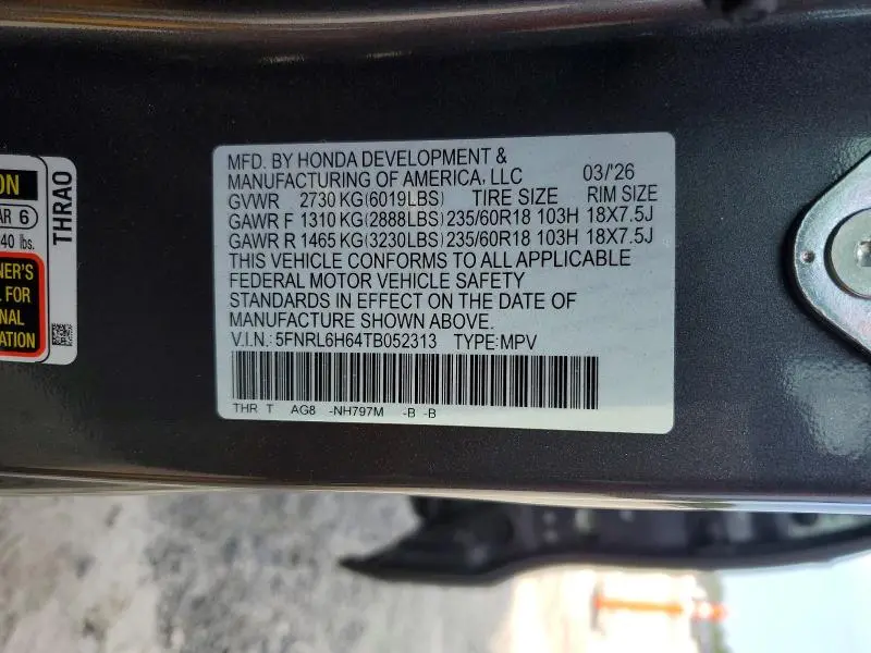 2026 HONDA ODYSSEY EXL  