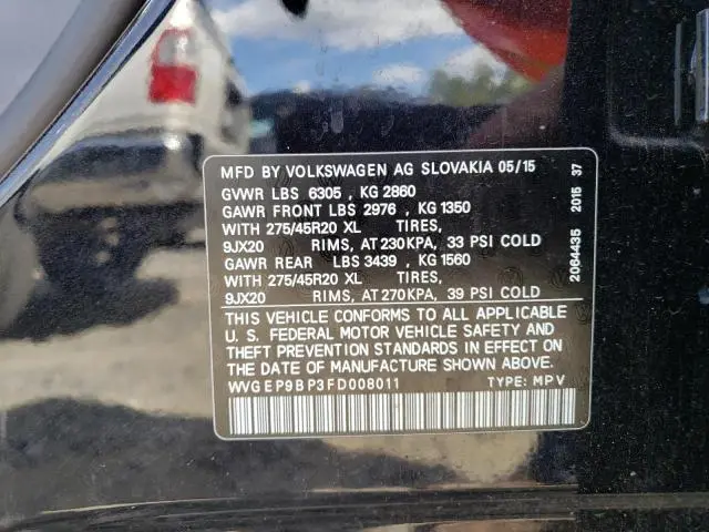2015 VOLKSWAGEN TOUAREG V6 TDI  