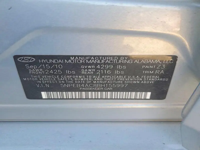 2011 HYUNDAI SONATA GLS  