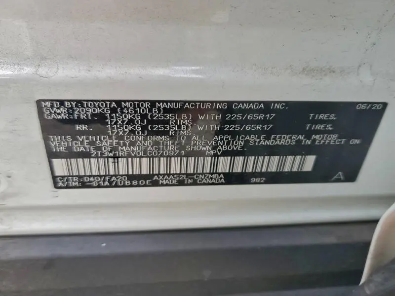 2020 TOYOTA RAV4 XLE  