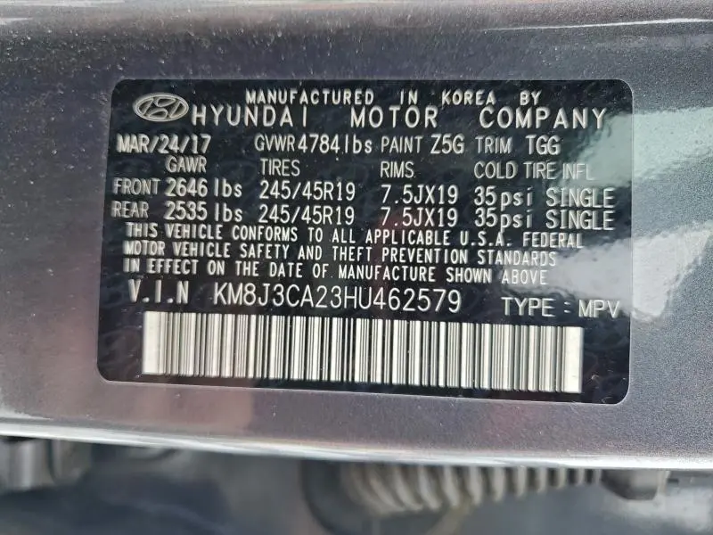 2017 HYUNDAI TUCSON LIMITED  