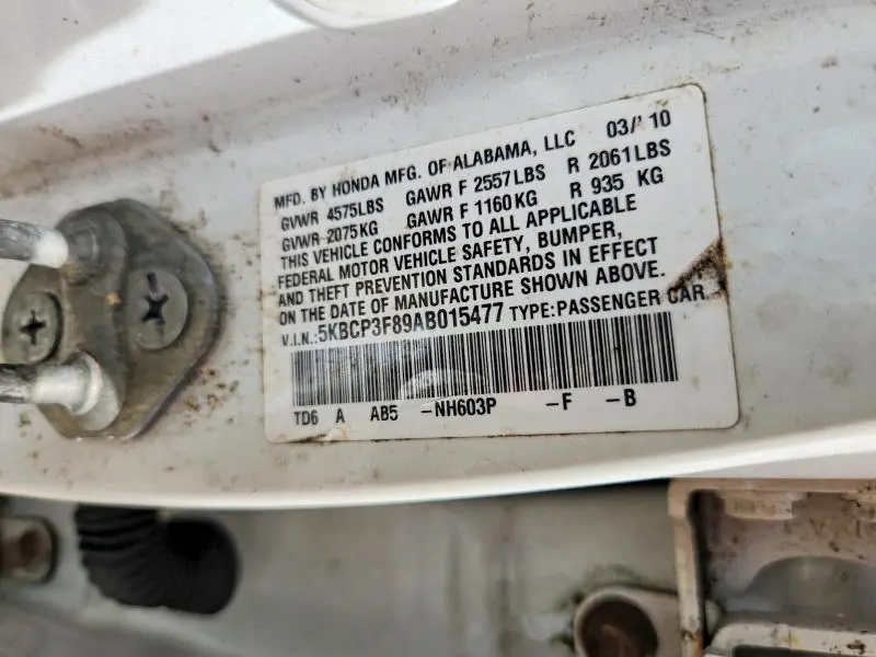 2010 HONDA ACCORD EXL  