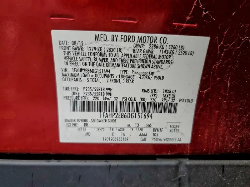 2013 FORD TAURUS SEL  