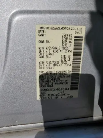 2012 NISSAN FRONTIER S