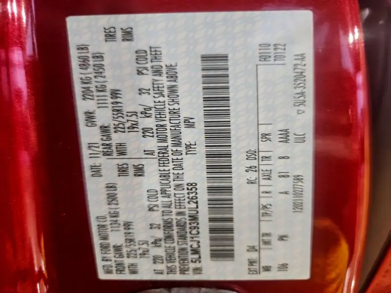 2021 LINCOLN CORSAIR   