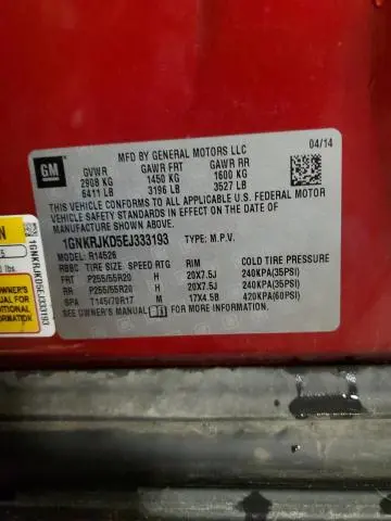 2014 CHEVROLET TRAVERSE LTZ  