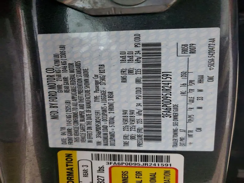 2018 FORD FUSION TITANIUM/PLATINUM  