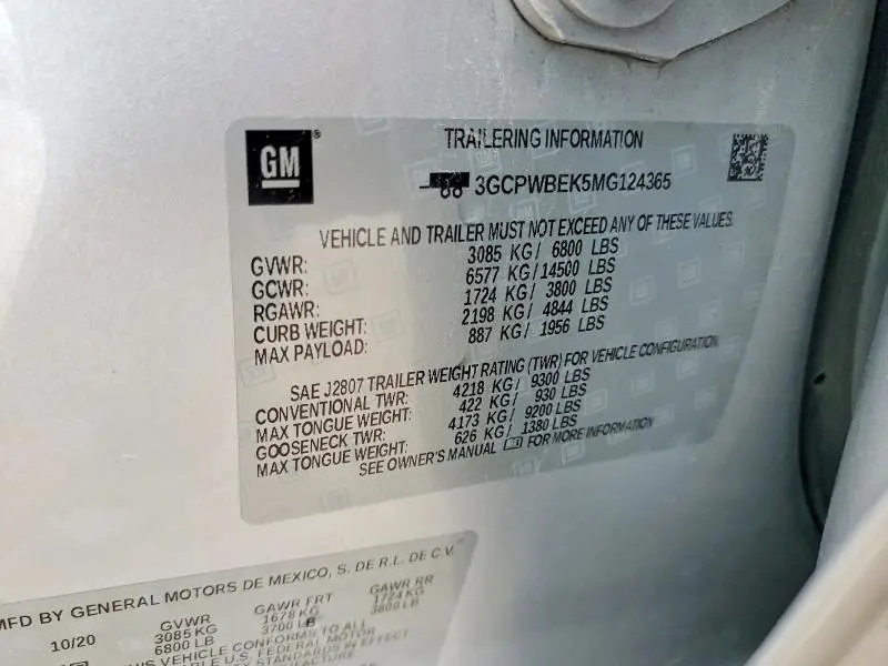 2021 CHEVROLET SILVERADO C1500 CUSTOM  