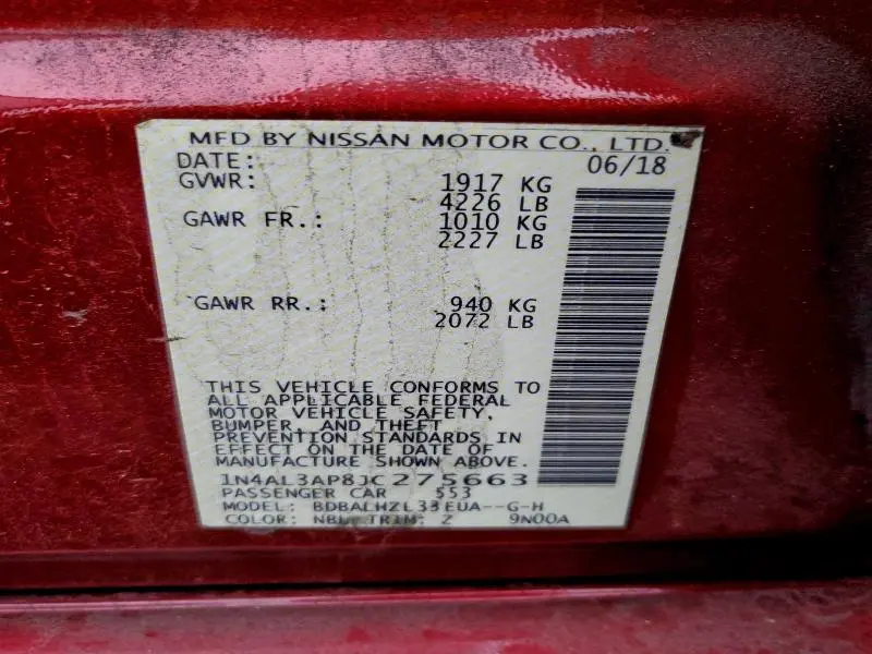 2018 NISSAN ALTIMA 2.5  