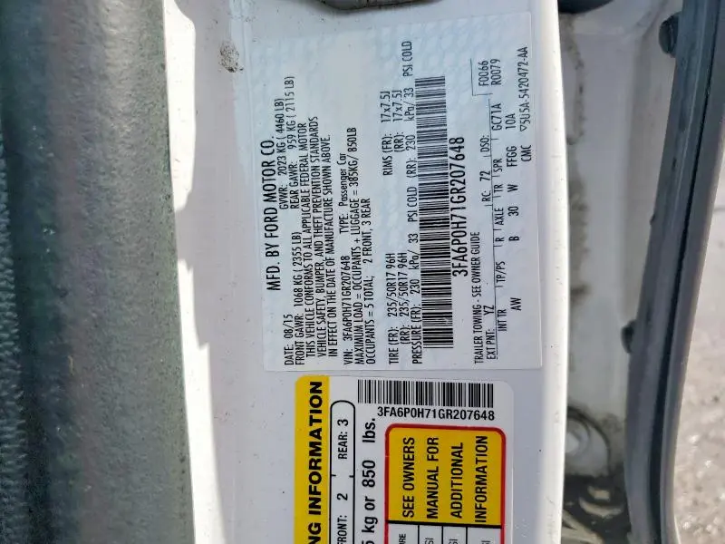 2016 FORD FUSION SE  
