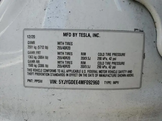 2021 TESLA MODEL Y   