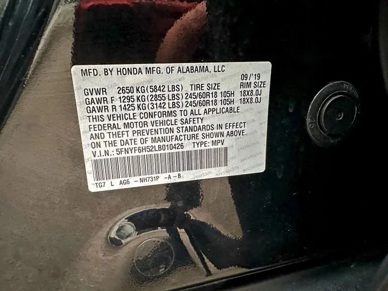 2020 HONDA PILOT EXL  