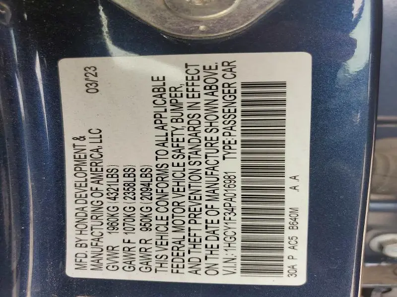 2023 HONDA ACCORD EX  