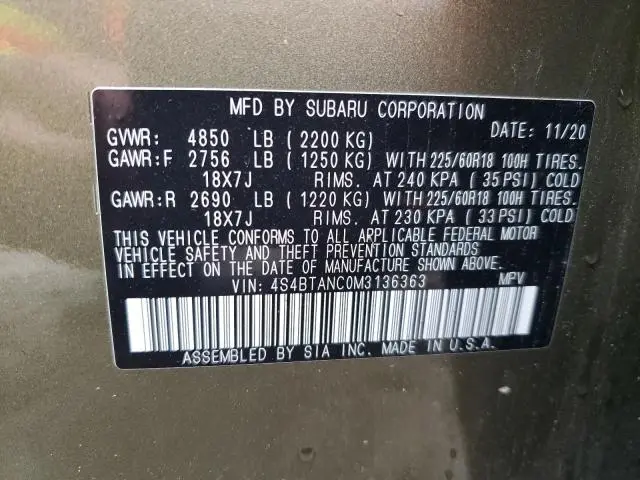 2021 SUBARU OUTBACK LIMITED  