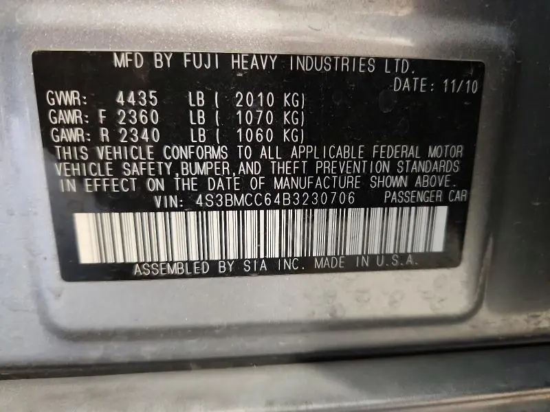 2011 SUBARU LEGACY 2.5I PREMIUM  