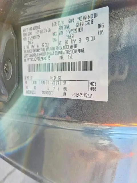 2020 FORD F150 SUPER CAB  
