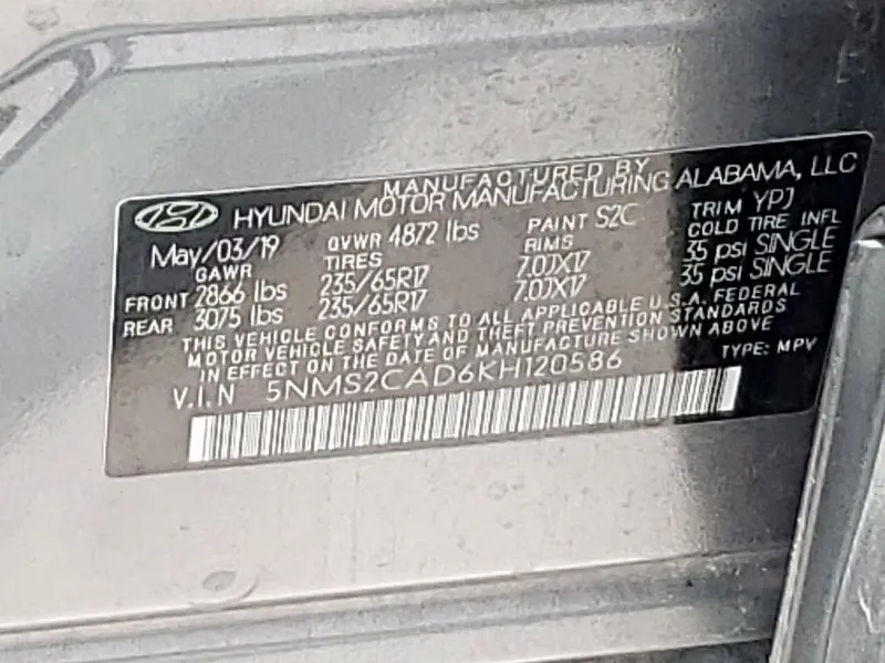 2019 HYUNDAI SANTA FE SE