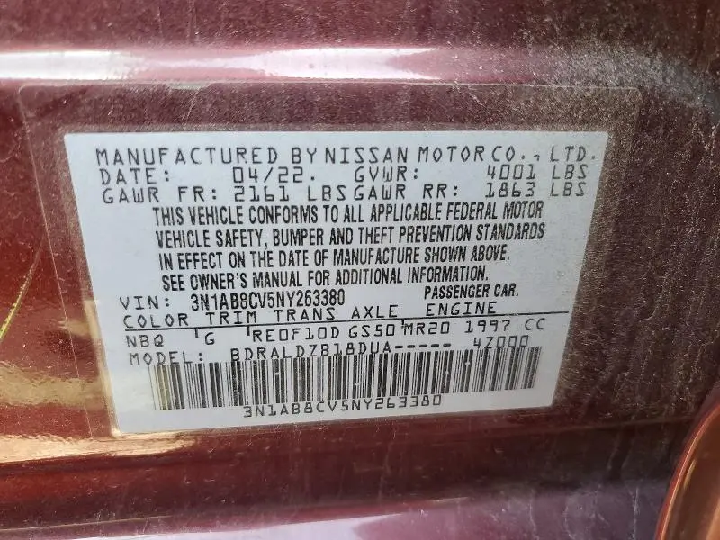 2022 NISSAN SENTRA SV  