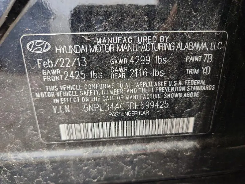 2013 HYUNDAI SONATA GLS  