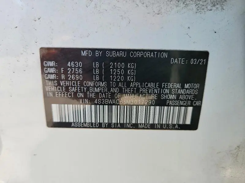 2021 SUBARU LEGACY PREMIUM  