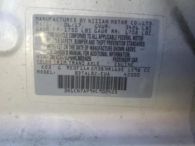 2017 NISSAN VERSA S  