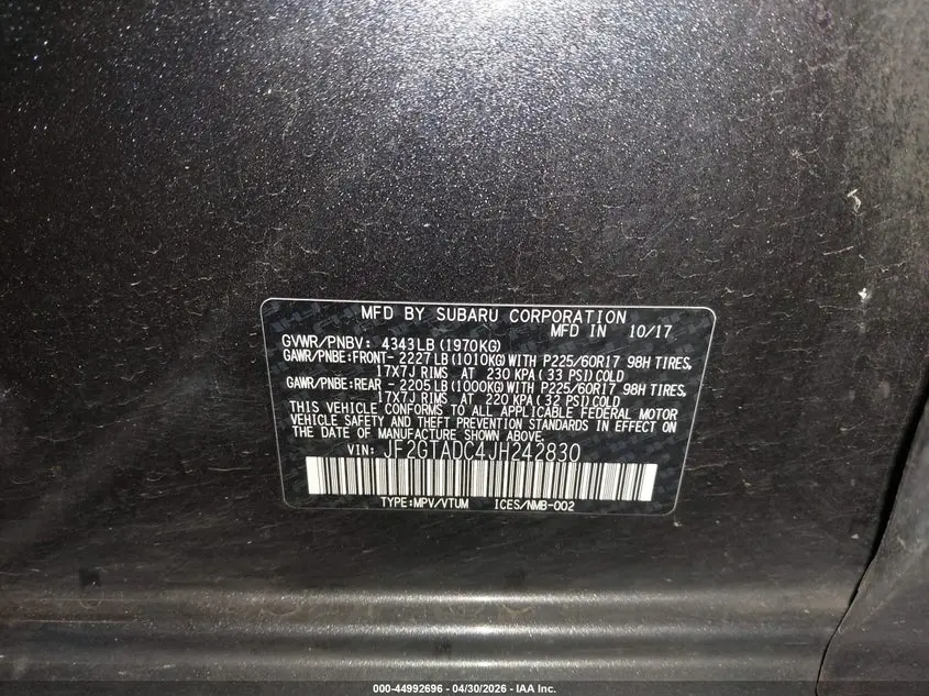 2018 SUBARU CROSSTREK 2.0I PREMIUM