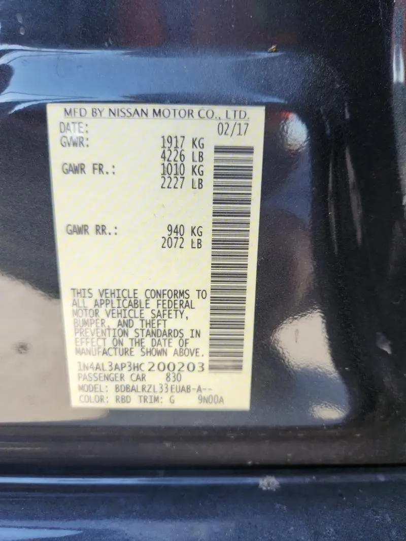 2017 NISSAN ALTIMA 2.5  