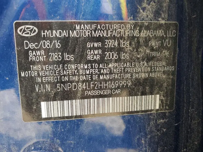 2017 HYUNDAI ELANTRA SE  