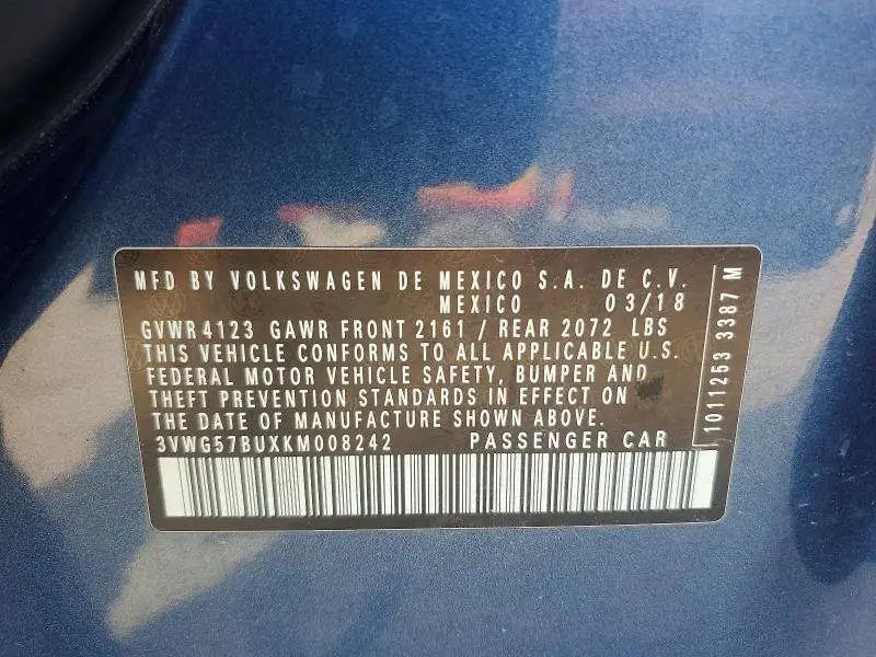 2019 VOLKSWAGEN JETTA SEL PREMIUM  